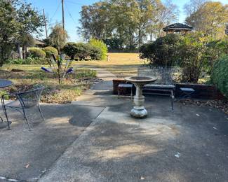 Bird bath, bottle tree