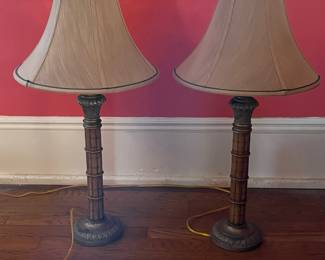 pair of bamboo lamps