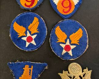 US Army Visor Cap Eagle WW2, WWII U.S. Army Air force Original HQ Military patches, Original WWII USAAF 9th Ninth Army Air Force SSI Shoulder Patch, & WW2 USAAF Photography specialist cuff patch