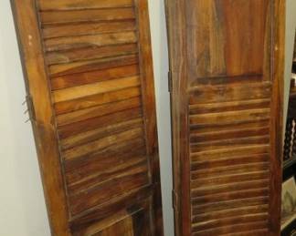 Vintage Pair of Brown Wood Interior Shutter Doors