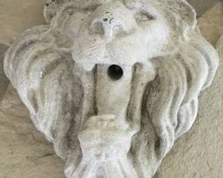 Vintage Cast Stone Lion Head Fountain Wall Plaque