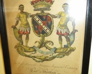 18th Century Heraldic Engraving of the Coat of Arms for Francis Seymour Conway