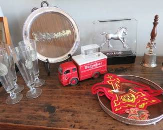 Danbury Mint 1955 Budweiser Delivery Truck, Anheuser-Bush Pilsner Glasses, Eagle Emblem Patches 