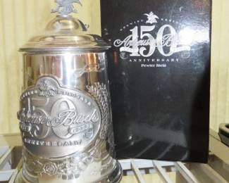 Anheuser-Bush 150th Anniversary Pewter Lidded Steins