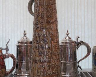 Vintage Merkelback Stoneware German Beer Stein with Lord's Prayer in German