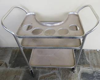 Vintage Mid-Century Modern Kaymet Aluminum Trolley Drinks Cart