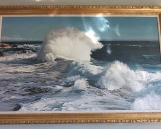 Large Framed Oil on Canvas Seascape Painting, Artist Signed, Lytton 92 