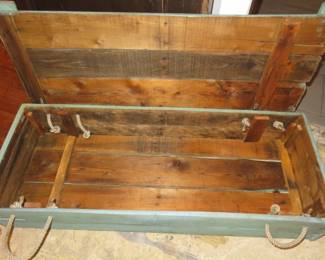 Teal Reclaimed/Pallet Wood Storage Box with Rope Handles