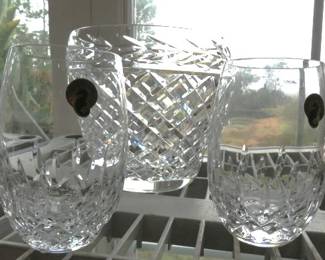 Vintage Waterford Crystal Bowl & Lismore Deep Red Wine Glasses