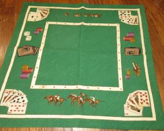 Handmade Needlepoint Gamble Casino Horse Track Game Table Cover