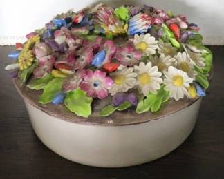 Vintage Flower Covered Bowl Italy 