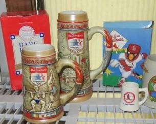 Collection of Anheuser-Bush, Budweiser Beer Steins