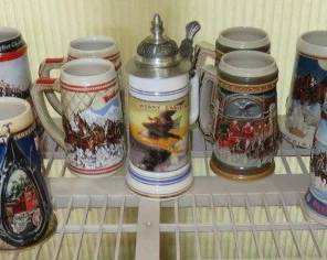 Collection of Vintage Budweiser Holiday Beer Steins