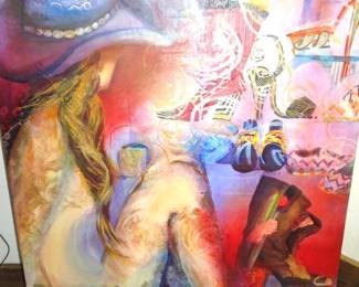 40" x 30" Original Cowgirl Canvas Painting Signed by Arizona Artist Sonja Allender 