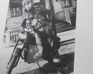 Marlon Brando The Wild One 1953 w/Triumph Motorcycle Portrait Photo