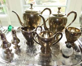 Vintage Monogramed H, 5 Piece N.S. Sterling Coffee/Tea Set