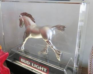 Pair Vintage Bud Light Clydesdale Horse Light-up Beer Sign