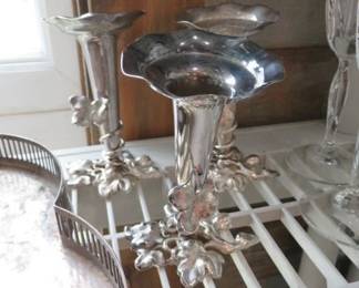 Set of 6 Silver Plate Wavy Edge Leaf Stand Bud Vases