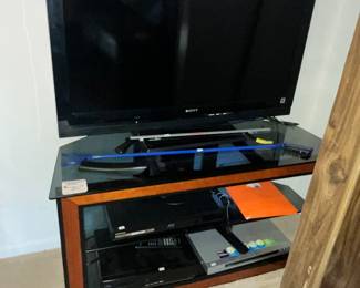 SONY BRAVIA TV AND STAND, VCR AND DVD PLAYERS