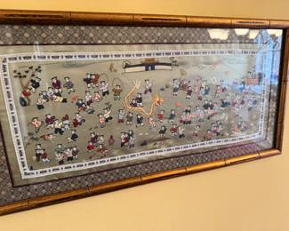 Silk Embroidery panel "100 Children at Play"