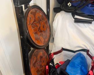 Haitian carved mahogany plant stand