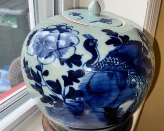 Chinese blue + white porcelain Ginger jar