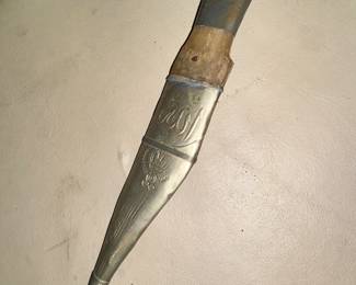 Bedouin Tribal Dagger with Camel bone handle + hand-fashioned tin haft from Jordan