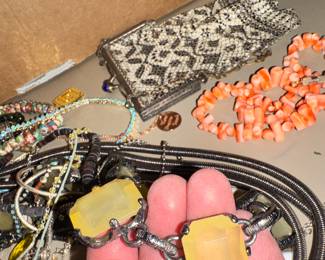 Amber colored stones and Coral necklace