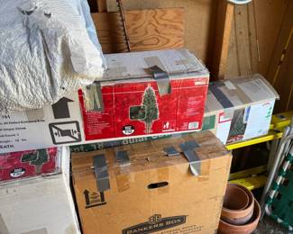 Christmas trees, wreath, extension cords