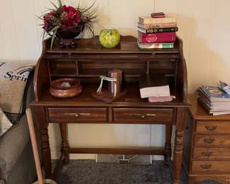 Antique Writing desk, butter churner, MCM Pipe stand
