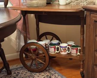 Tea cart and Christmas china