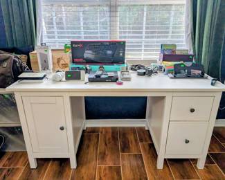 #24 Two Drawer/1 Door White Desk 61"Wx25"Dx29"H $165