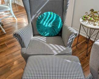 #10 Houndstooth Wingback Chair w/Ottoman $225