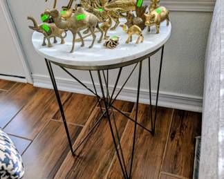 #19 Gold & Marble Side Table 17"Dx23"H $85
