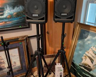 **Available For Pre Sale** Samson Speakers with Stands and Wireless Mic Portable PA System $350