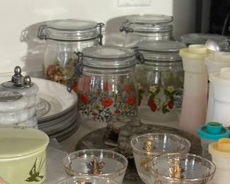 Vintage dishes Tupperware and gadgets