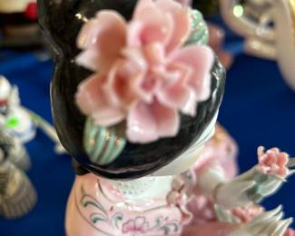 (2) Asian ladies in pink statues $160.00 each