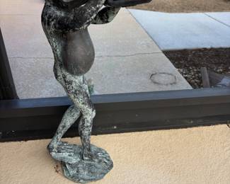 Frog playing Trumpet Fountain cast aluminum $600.  18”w 8”d 34”t