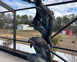 Five Dolphins Fountain bronze
$1,600. 25”w 40”d 94”t water sprays out of all 5 dolphins mouths!