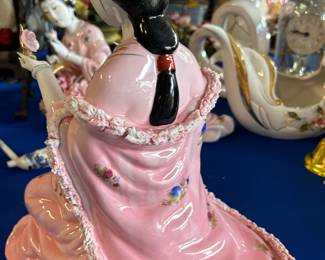 (2) Asian ladies in pink statues $160.00 each