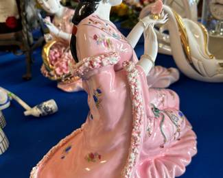 (2) Asian ladies in pink statues $160.00 each