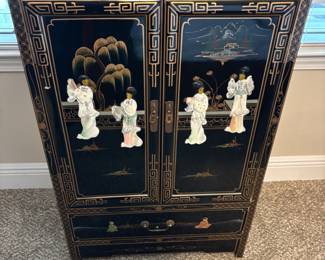 Asian Cabinet w mother of pearl accents
$600.00. 24”w 12”d 35.5”t