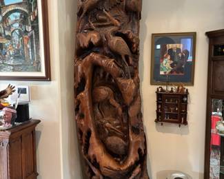 Hand Carved 8 egrets w nest statue.
$3,000 Beautiful large piece 42”w 22”d 9’ t
