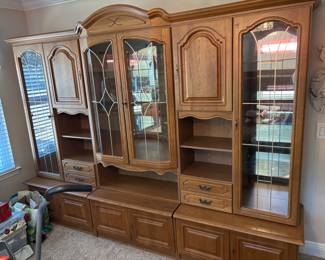 6 piece German Shrunk wood and glass
$1,500. 110”w 22”d 84” t each section 3’wide