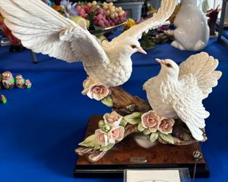 Giuseppe Armani, Two Doves on Branch w flowers $150.00.  12”w 12”d 14” t