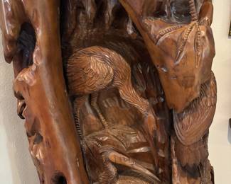 Hand Carved 8 egrets w nest statue.
$3,000 Beautiful large piece 42”w 22”d 9’ t