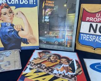 Six Hanging Metal Signs