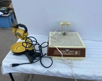 Vintage Mixer And Vintage Stained Glass Grinder