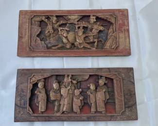 Chinese carved wood panels