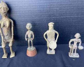 Vintage West African Bronze And Or Brass Ashanti Figurines